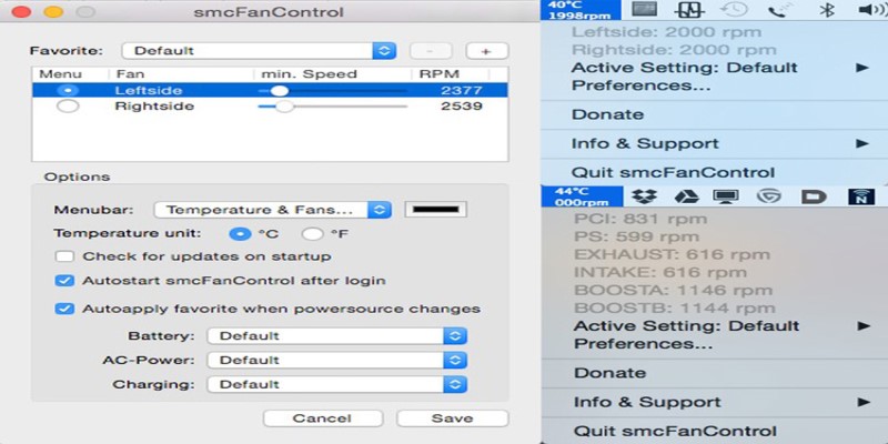 macs fan control recommended settings
